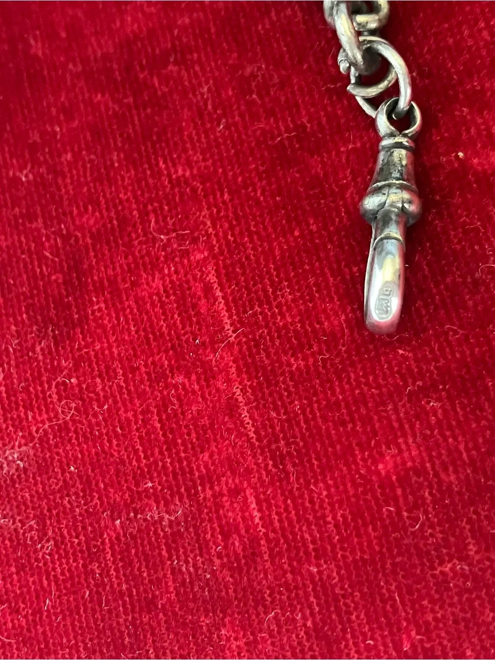 Antique Victorian Single Albert Watch Chain CS FS Sterling Silver 60g Dog Clip.